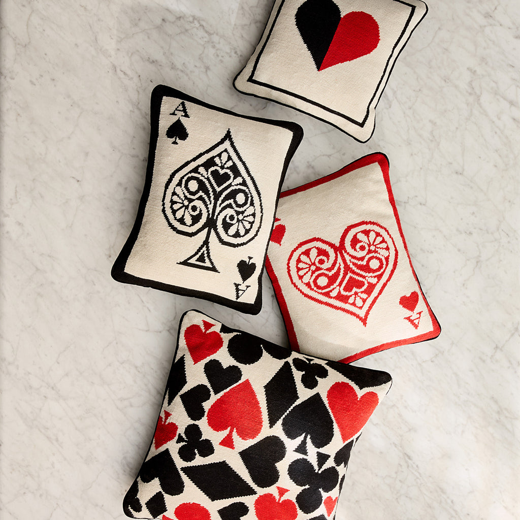 Ace Of Spades Needlepoint Cushion | Jonathan Adler UK