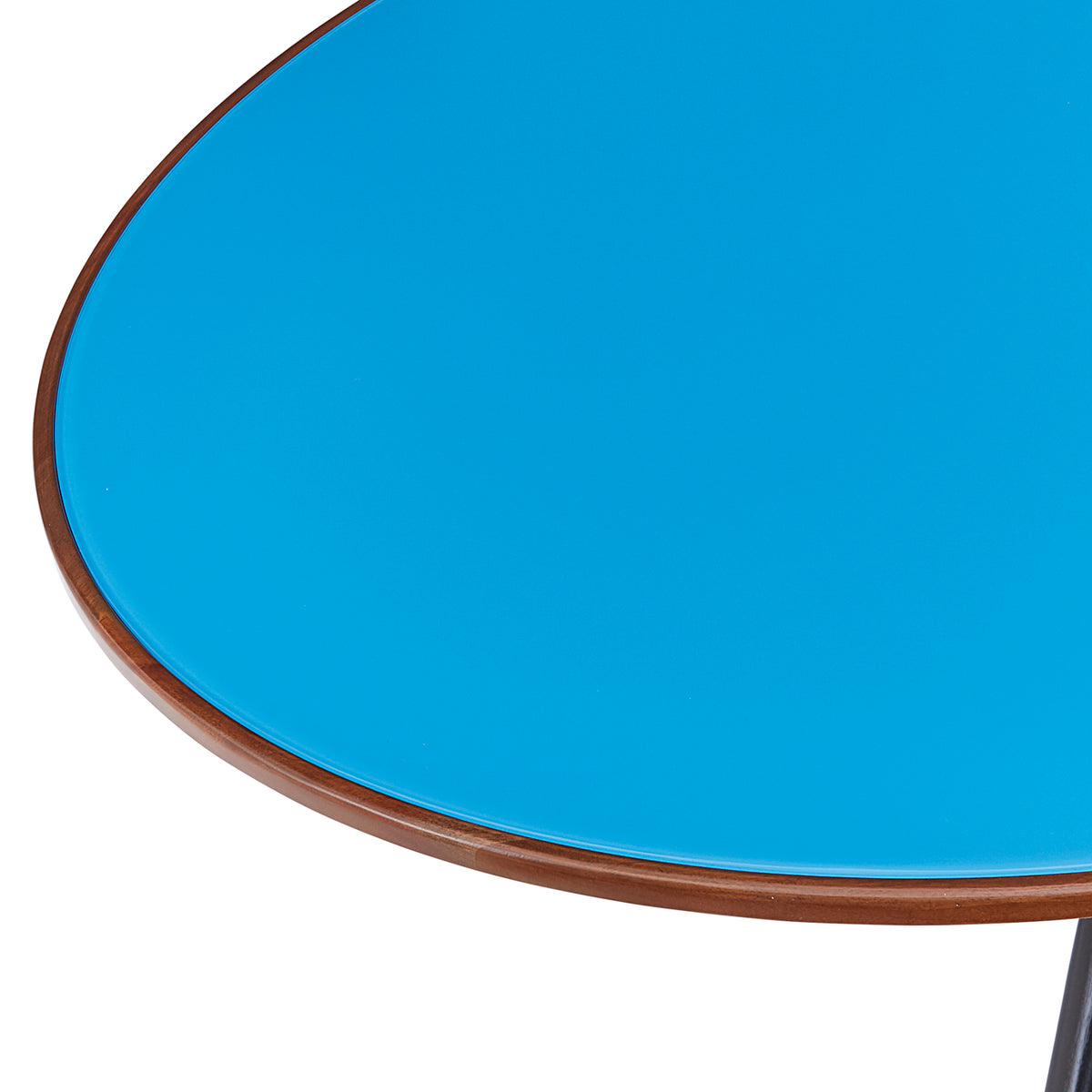 trocadero dining table turquoise glass top mahogany edge ebonized mahogany legs - details view