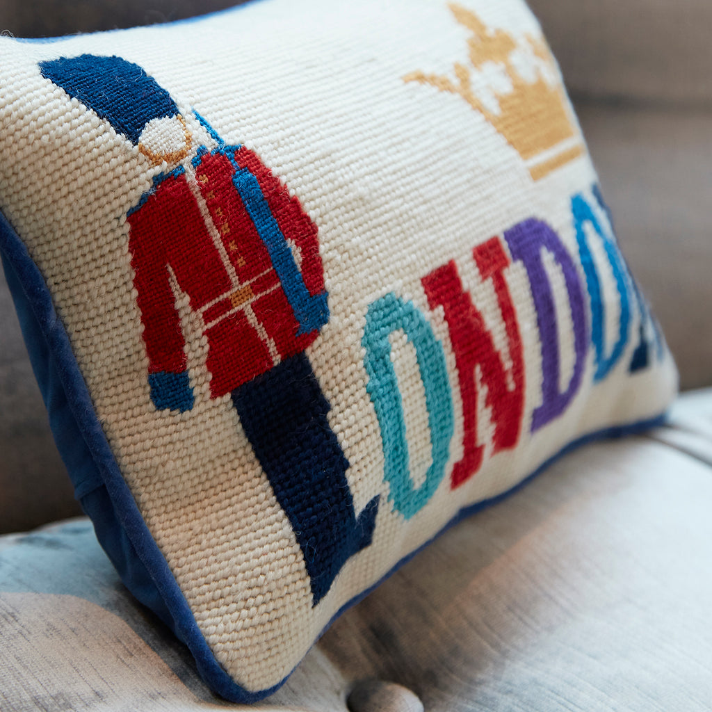 London Needlepoint Throw Cushion Jonathan Adler UK