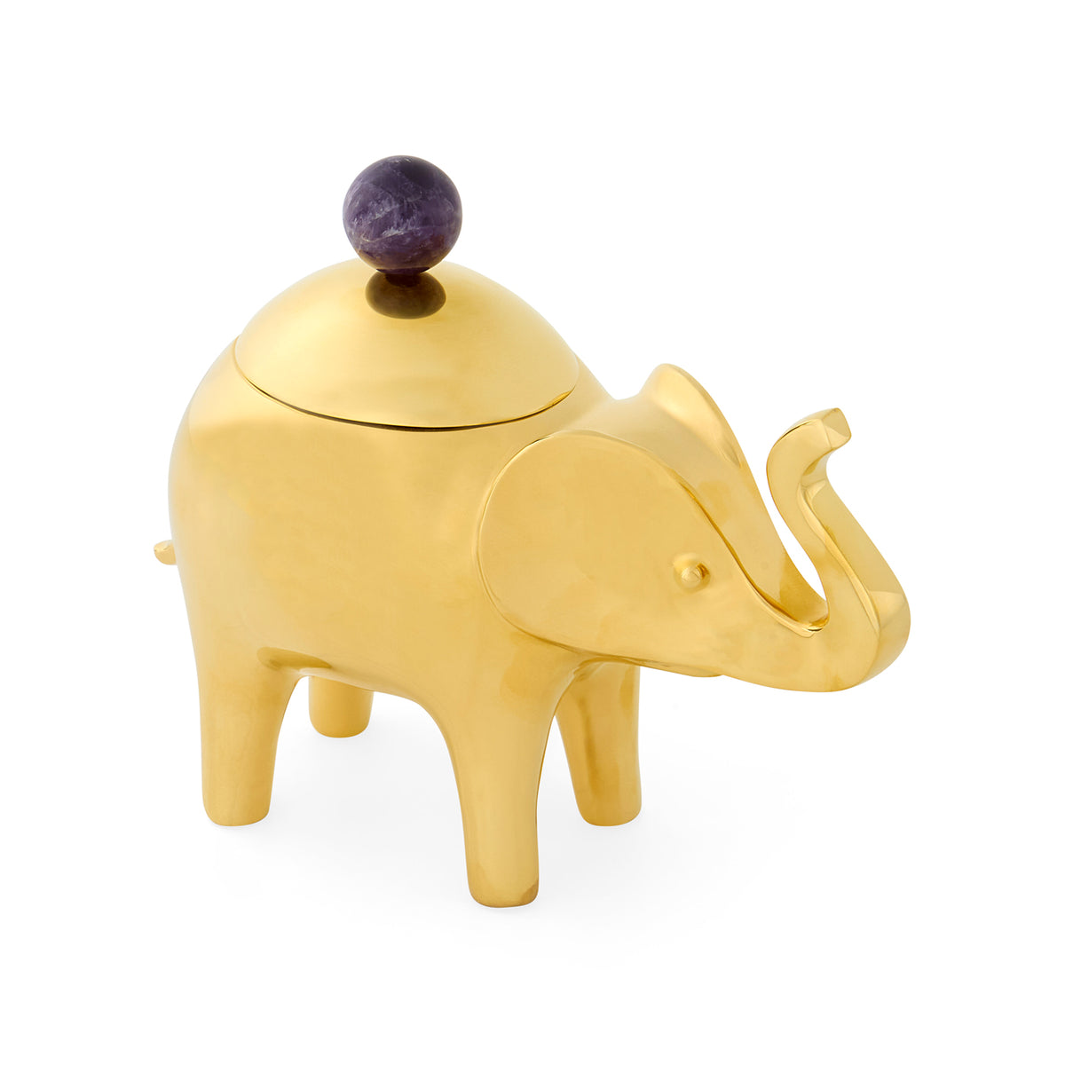 Brass Elephant Box - angle view