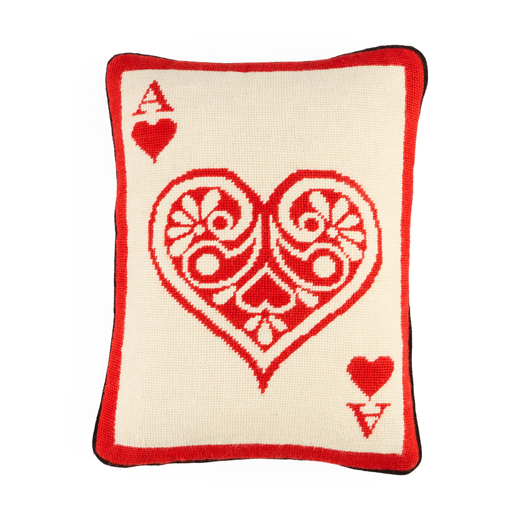 Ace Of Hearts Needlepoint Cushion | Jonathan Adler UK