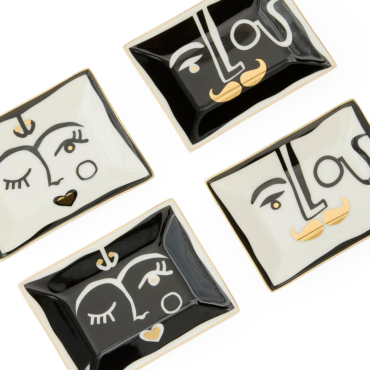 Marseilles Petite Tray Set in black and gold with the gift box-details