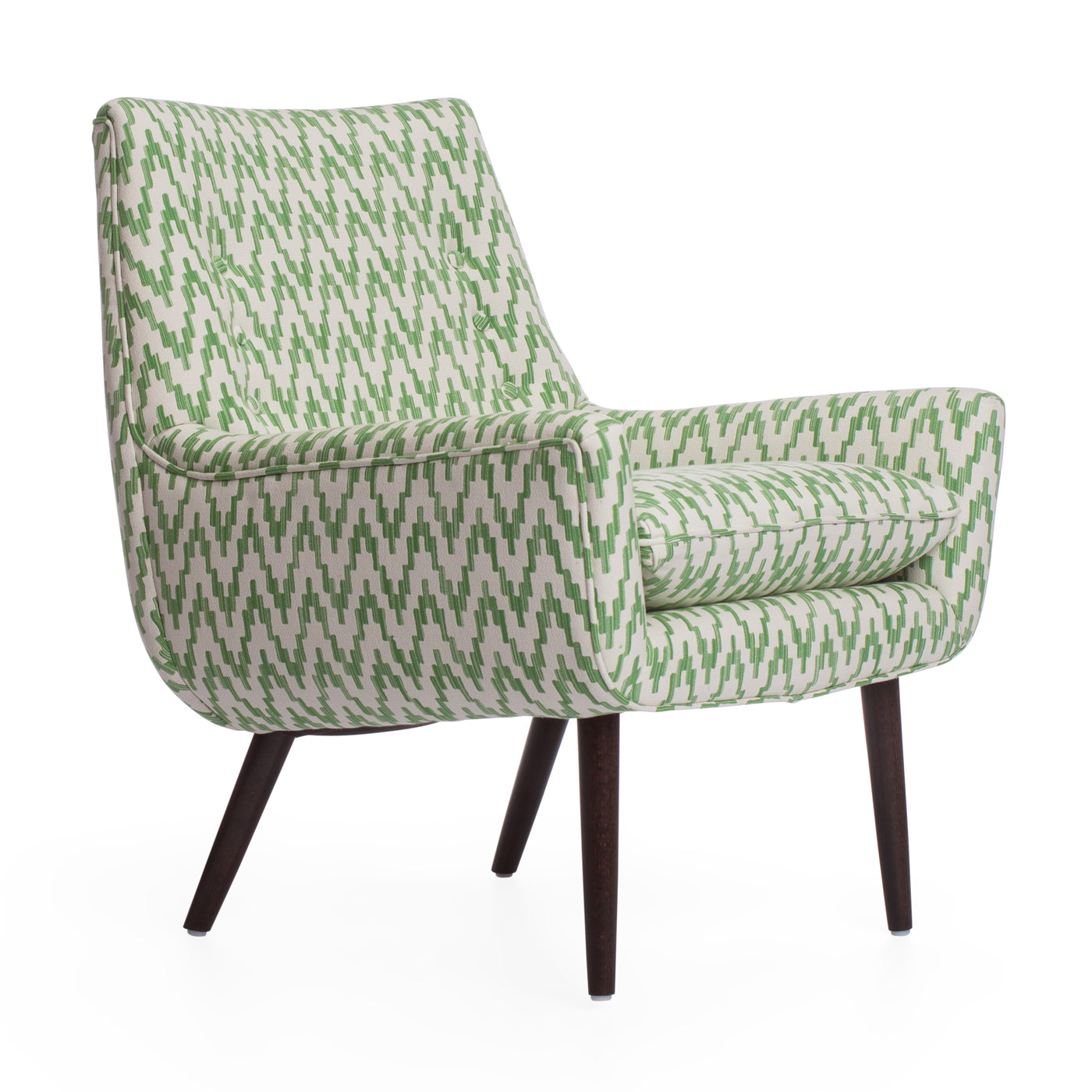 mrs. godfrey chair palma jungle green upholstery wenge wood legs - angle view