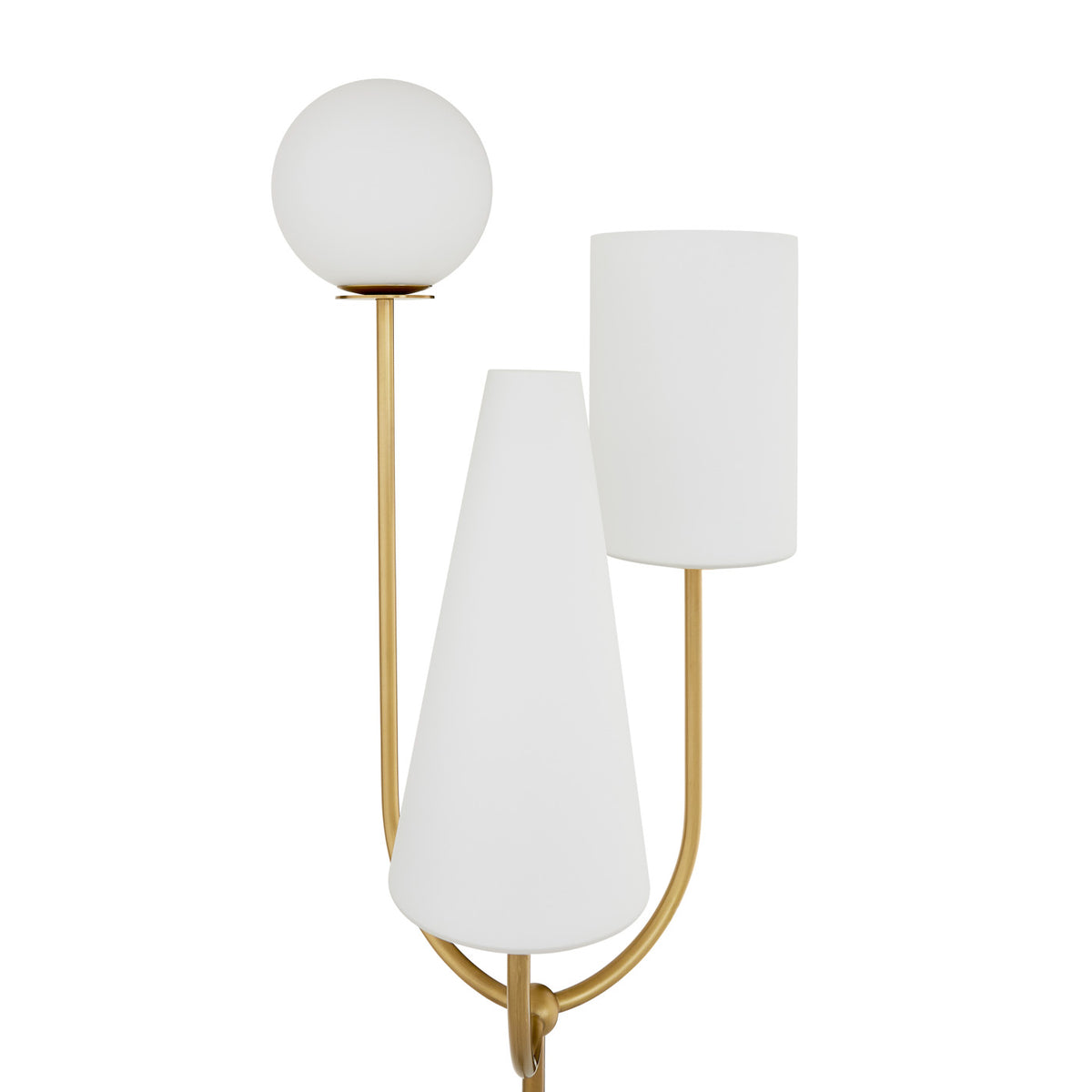 paradiso floor lamp white glass brass - detail view