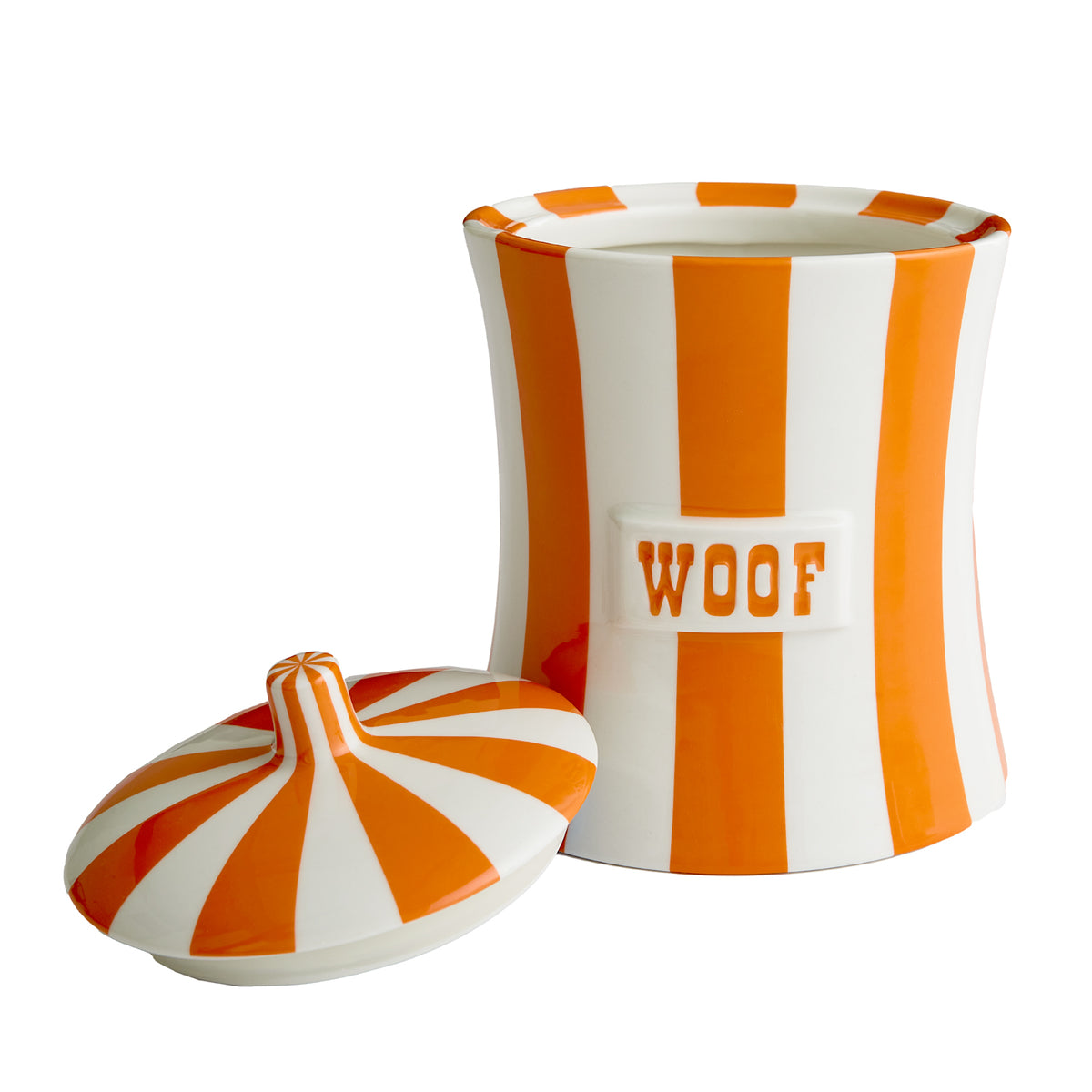 vice canister woof porcelain orange white open - front view