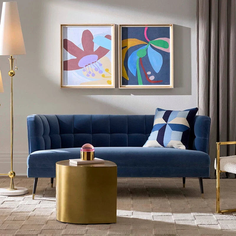 Yellow sofa and white armchair
