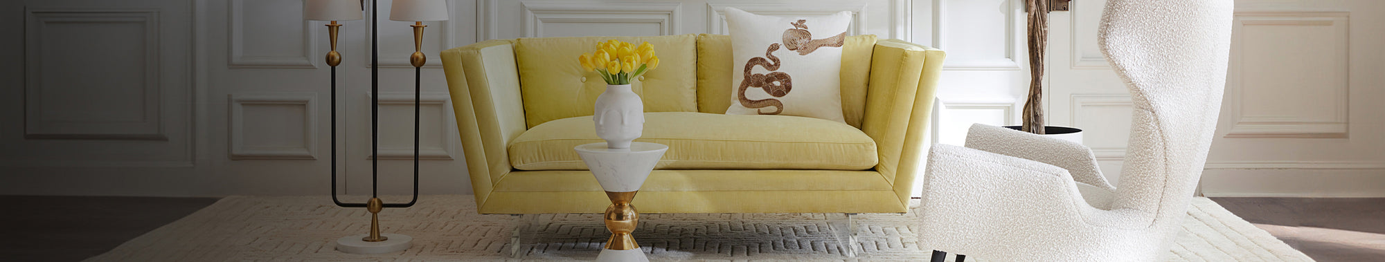 Livingroom with yellow sofa