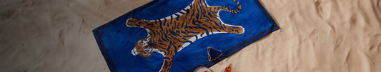 Beach towel printed with tiger-hide graphic