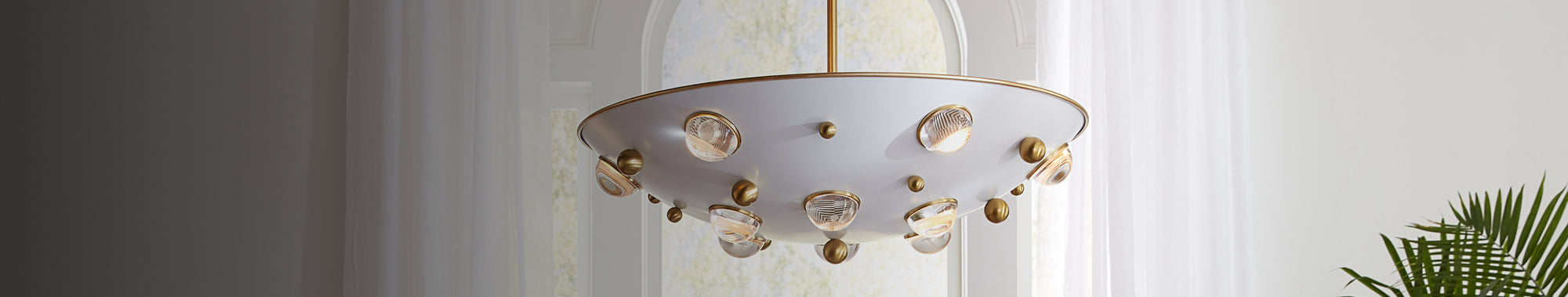 White reverse dome chandelier