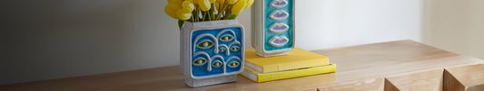 Small colorful pottery vases