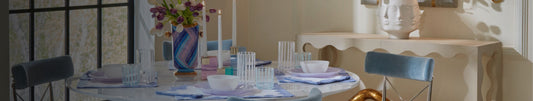 Table set with colorful serveware