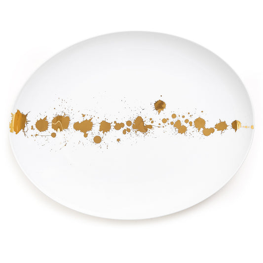 1948 serving platter porcelain white gold - view 1