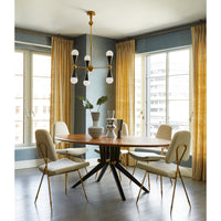 caracas six-light chandelier trocadero dining table maxime dining chairs - styled view