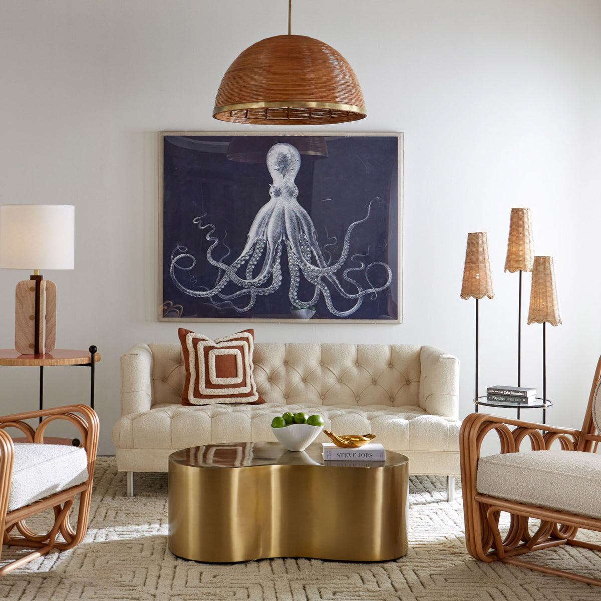 Brass Kidney Large Table angle view