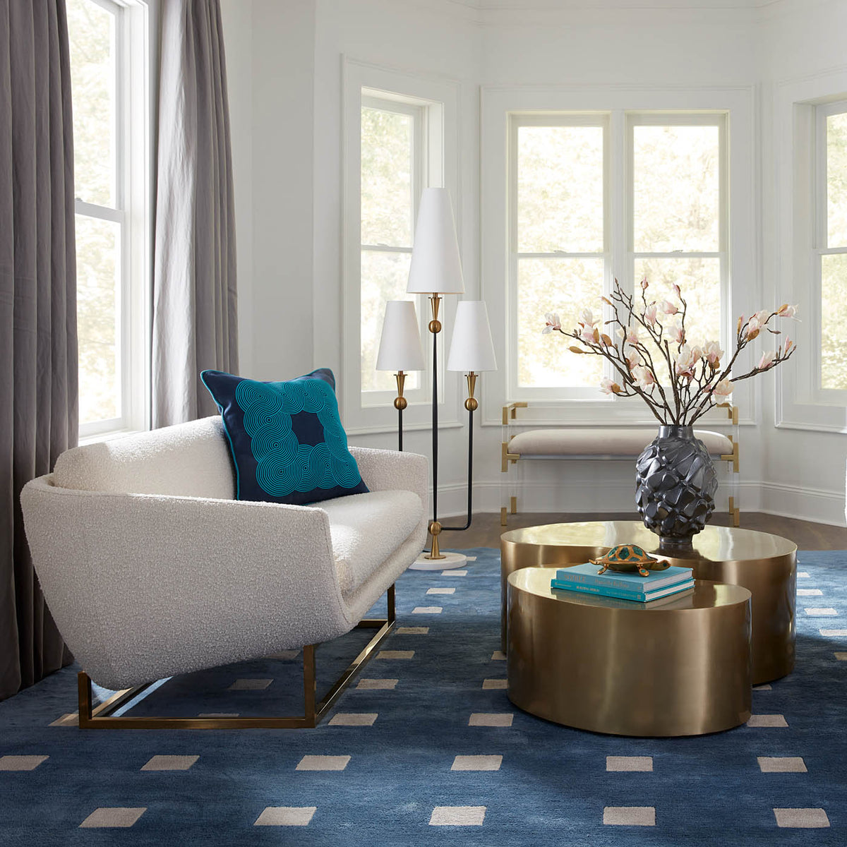 small squares hand knotted rug collection