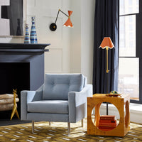 bond cube accent table burl wood mappa wood natural - angle view