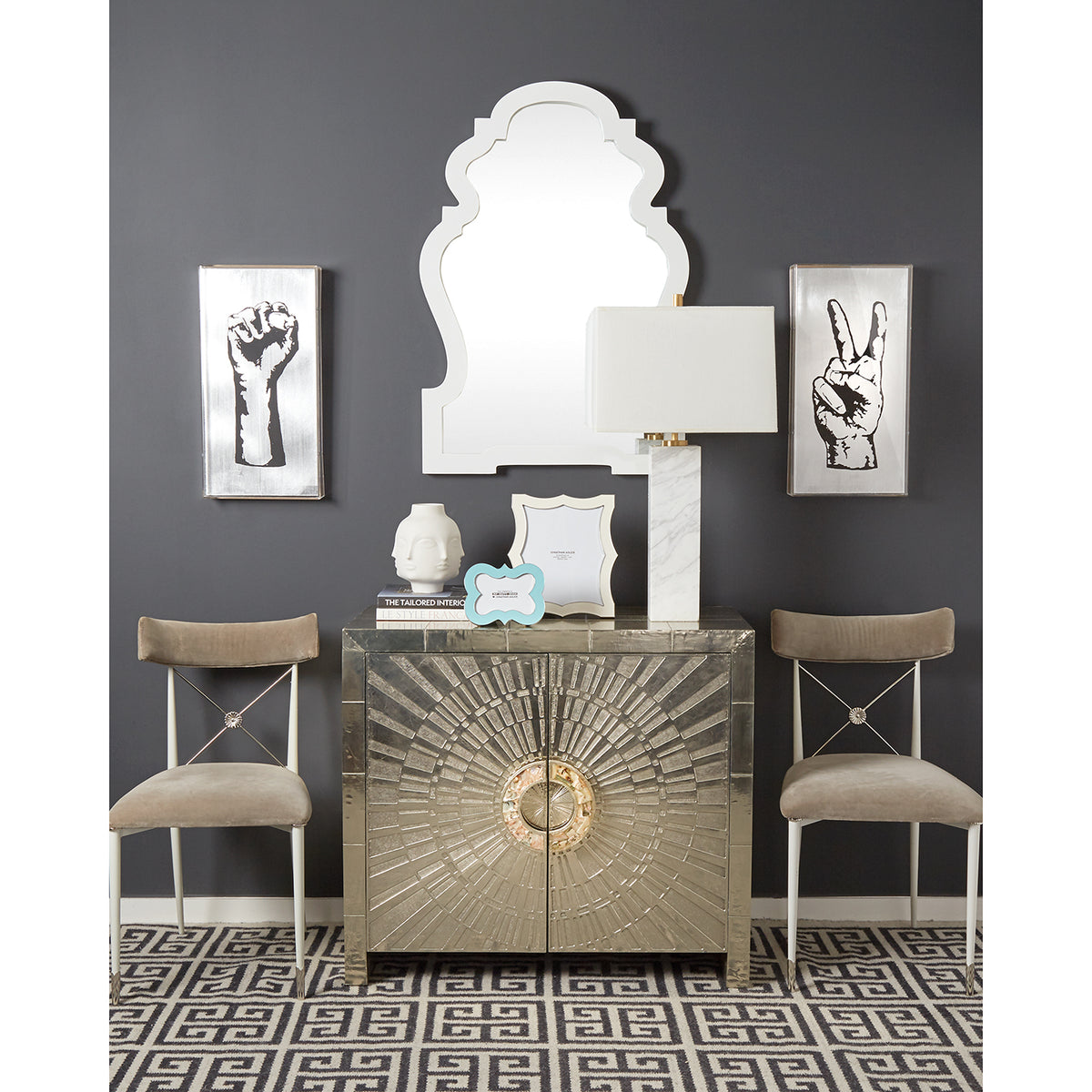 tall canaan table lamp talitha cabinet rider dining chairs - styled view