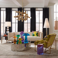 Acrylic Mushroom Objet Yellow with Claridge Sofa