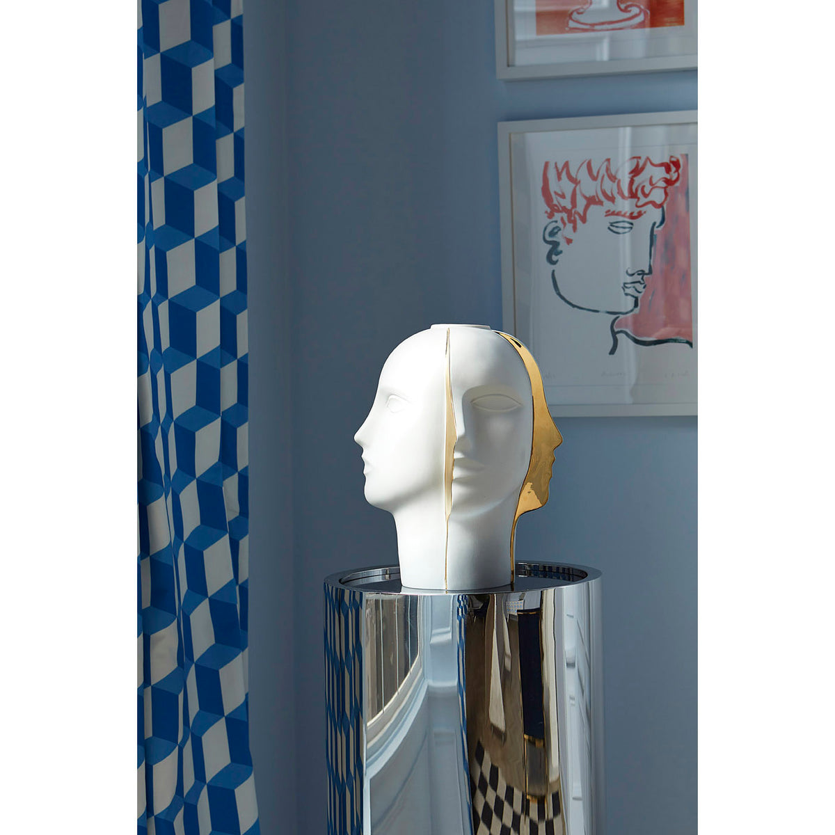 atlas split vase alphaville pedestal - styled view