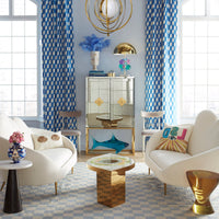 delphine bar ether cloud settee harlequin eye cocktail table living room - styled view 1