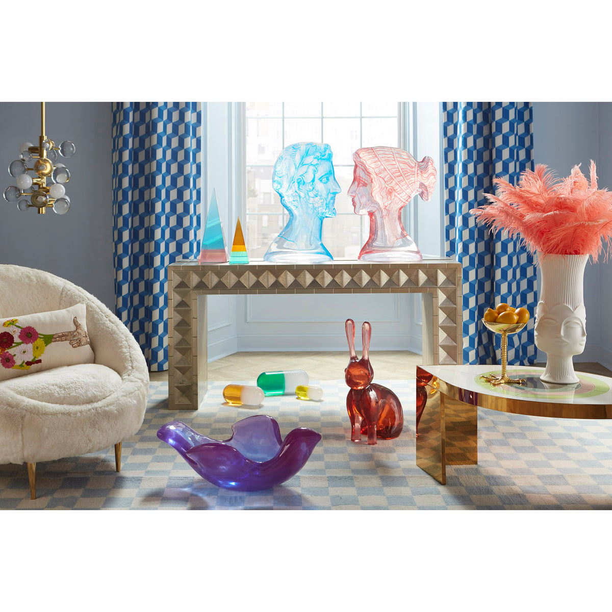 globo five-light chandelier acrylic decor collection - styled view