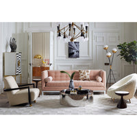 giant acrylic hand op art bar lampert sofa living room - styled view