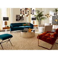 giant acrylic amoeba alphaville cocktail table bacharach sofa living room - styled view