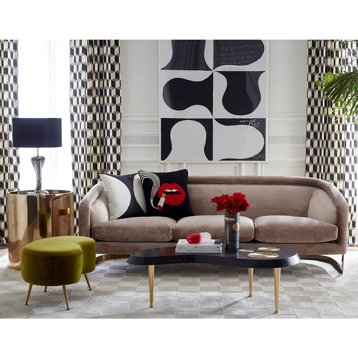 lips needlepoint pillow collection - styled view 4