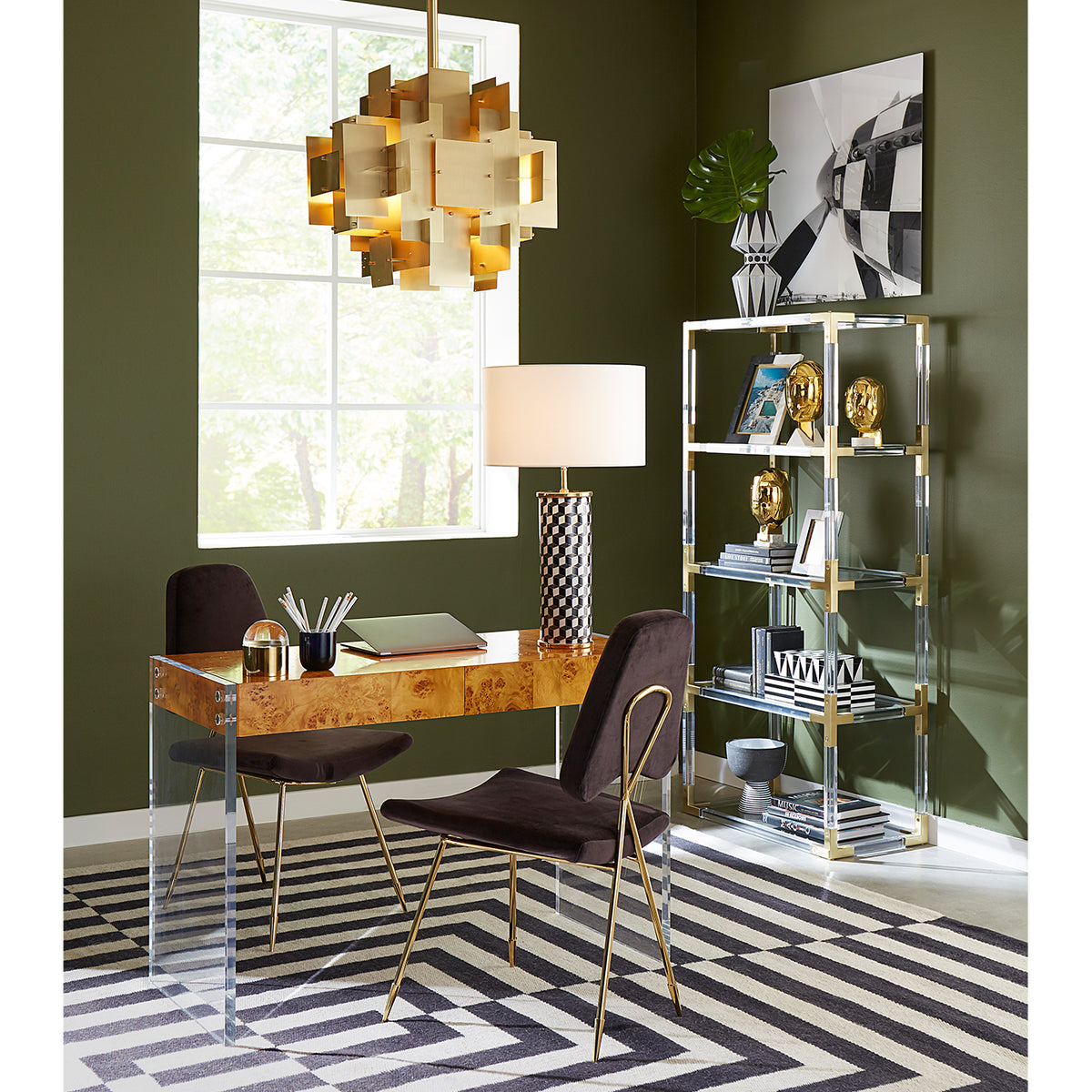 bond desk maxime dining chair carnaby table lamp jacques etagere home office - styled view