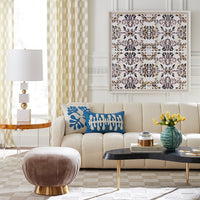 checkerboard hand-loomed rug ivory - styled view 5