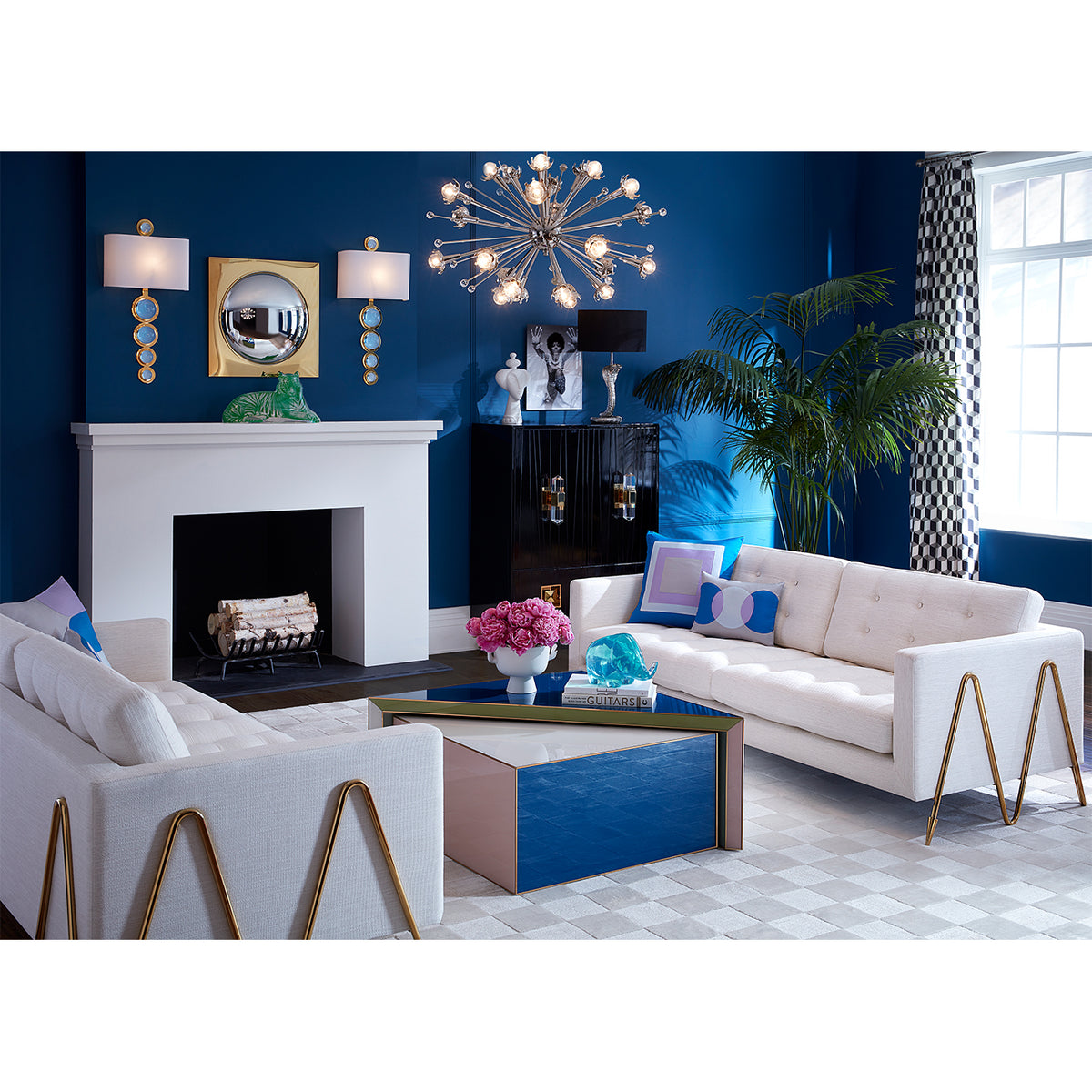 globo convex mirror maxime sofas torino nesting cocktail table - styled view