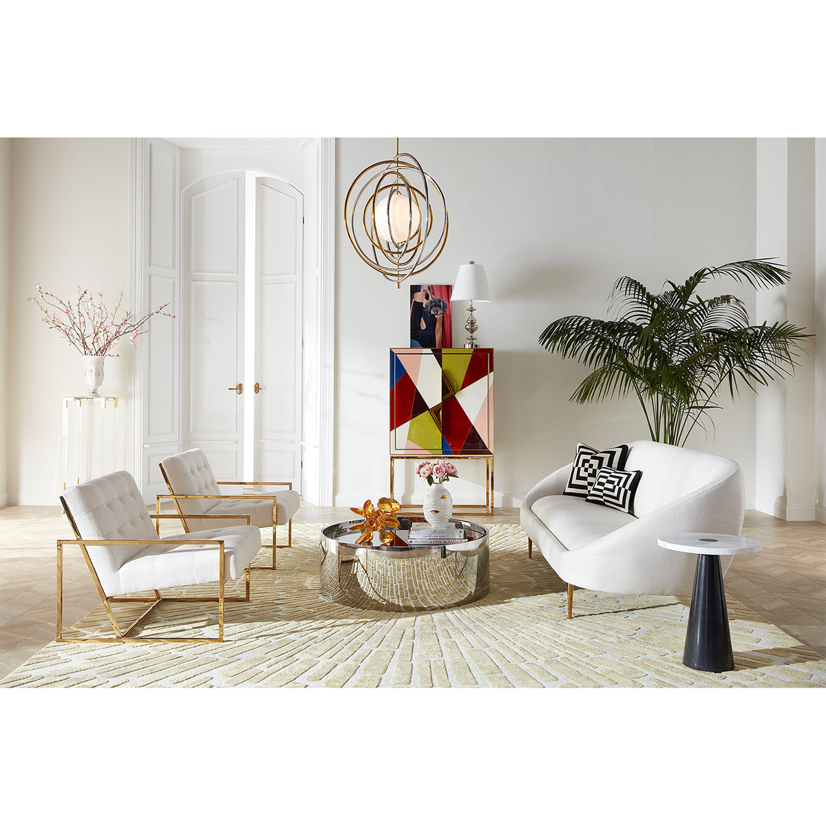 giant acrylic amoeba alphaville cocktail table ether sofa goldfinger lounge chairs - styled view