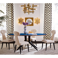 globo convex mirror trocadero dining table vera dining chairs - styled view 2