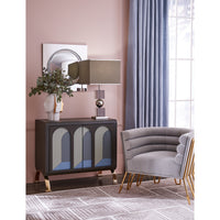 atlas split vase arcade cabinet maxime club chair - styled view