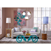 jacques round bar cart sunset sofa aries cocktail table - styled view