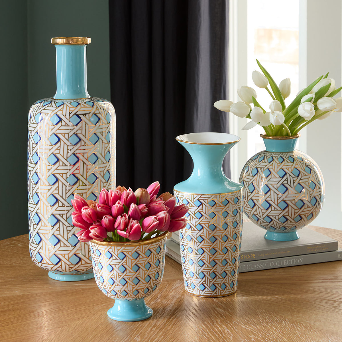 Basketweave Round Vase - group view