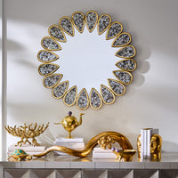 Brass Frog Bowl with Petal mirror