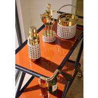 Basketweave Barware Set with Trocadero Bar Cart - styled view