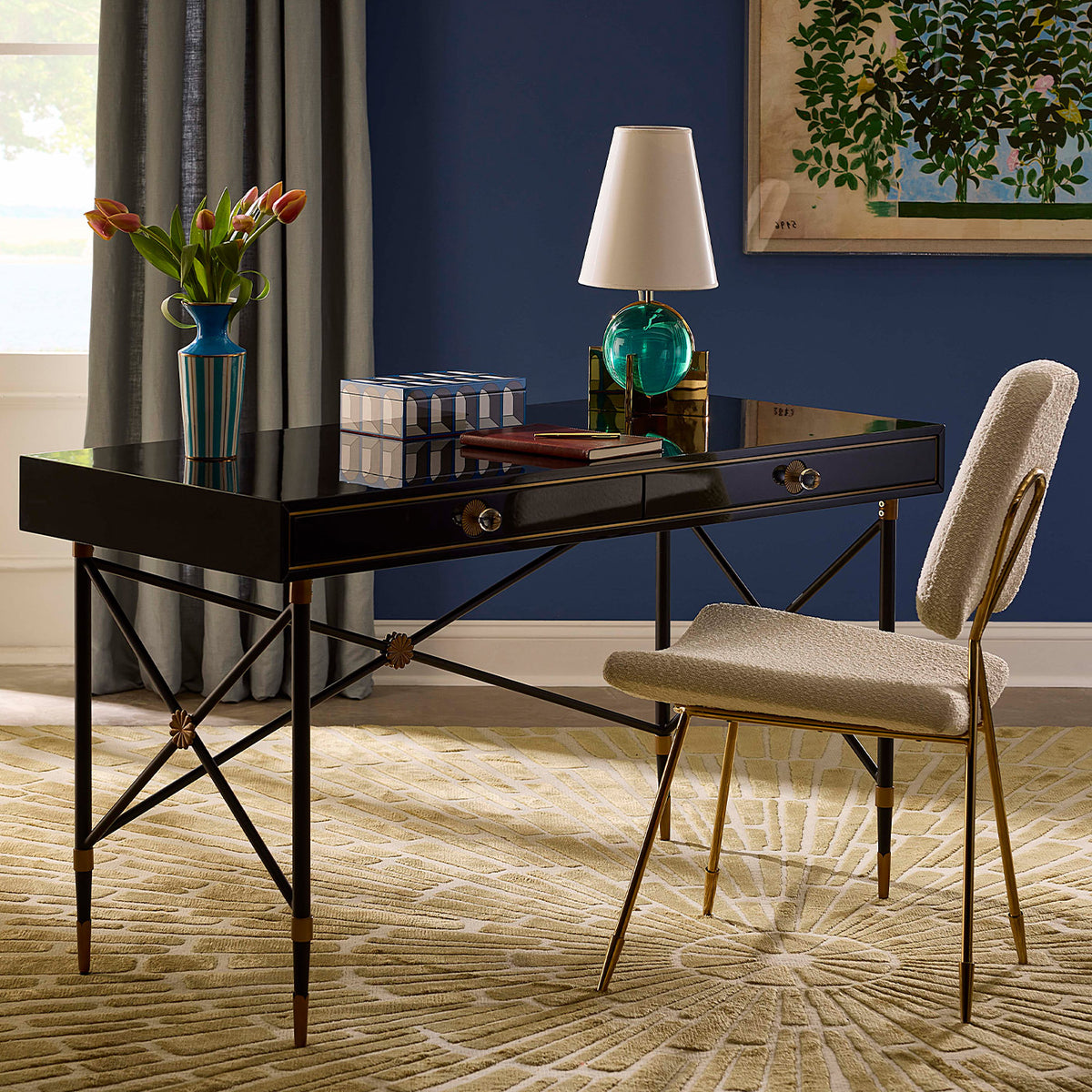 Maxime Dining Chair - Vapor Ivory Styled Office Desk View