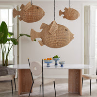 Wicker Blow Fish Pendant Medium - front view