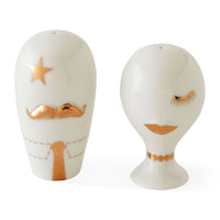 Gilded Mr Mrs Salt and Pepper Set - styled view