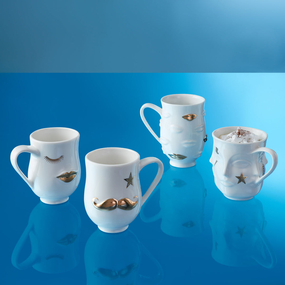 gilded gala mug porcelain white gold - detail view