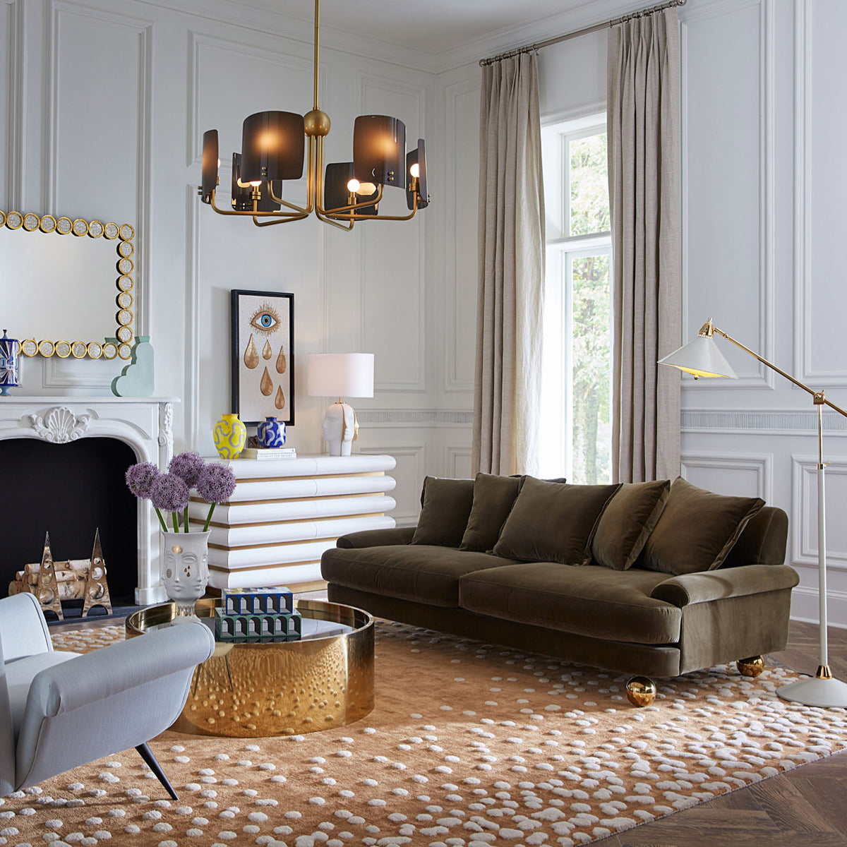 Vapor Rug with Greenwich Sofa