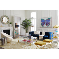 jacques grand cocktail table baxter sofa rider x-benches living room - styled view