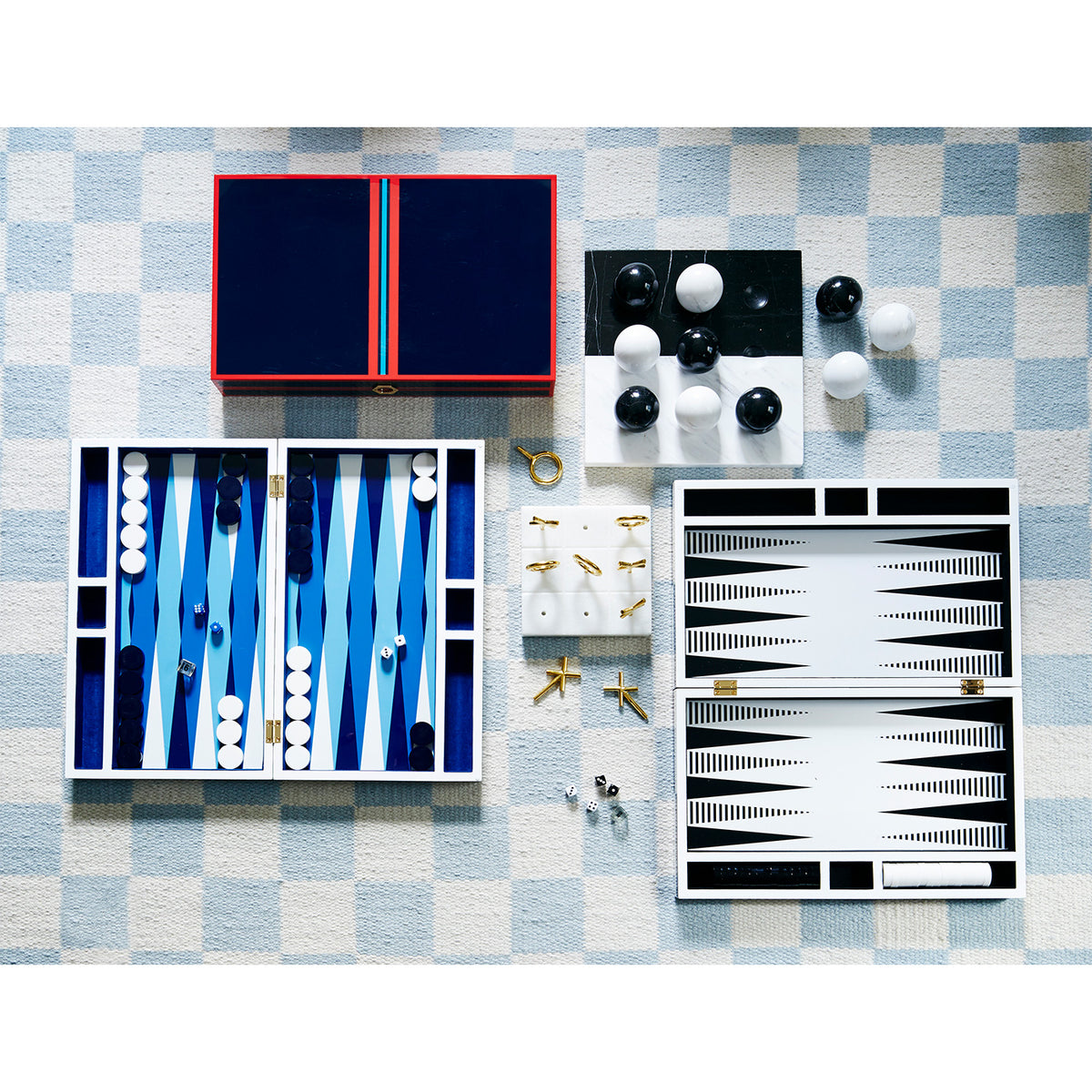 brass tic-tac-toe set - styled view