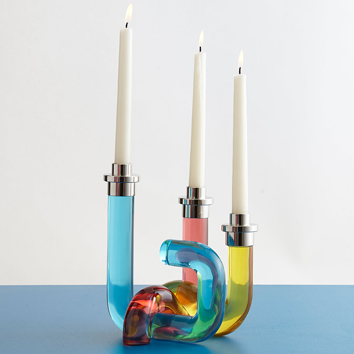 pompidou acrylic candle holder multicolor - styled view