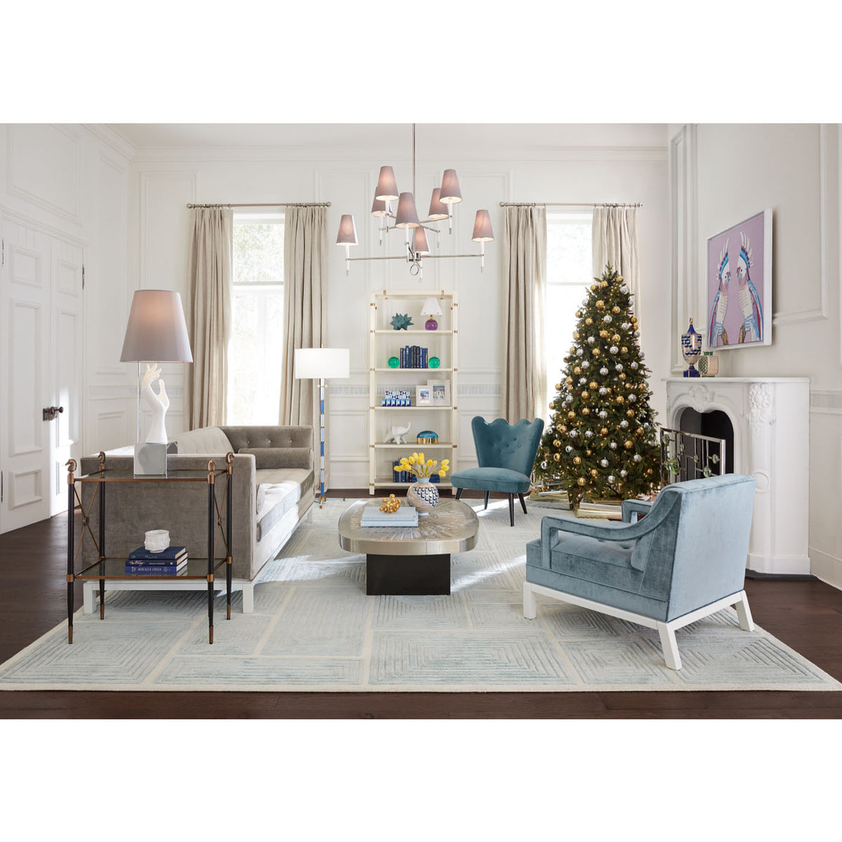 rider two-tier side table lampert sofa living room - detail styled view