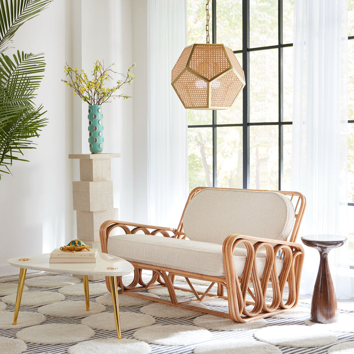 buenos aires drinks table with riviera settee - styled view