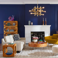 bond etagere burled wood - front view