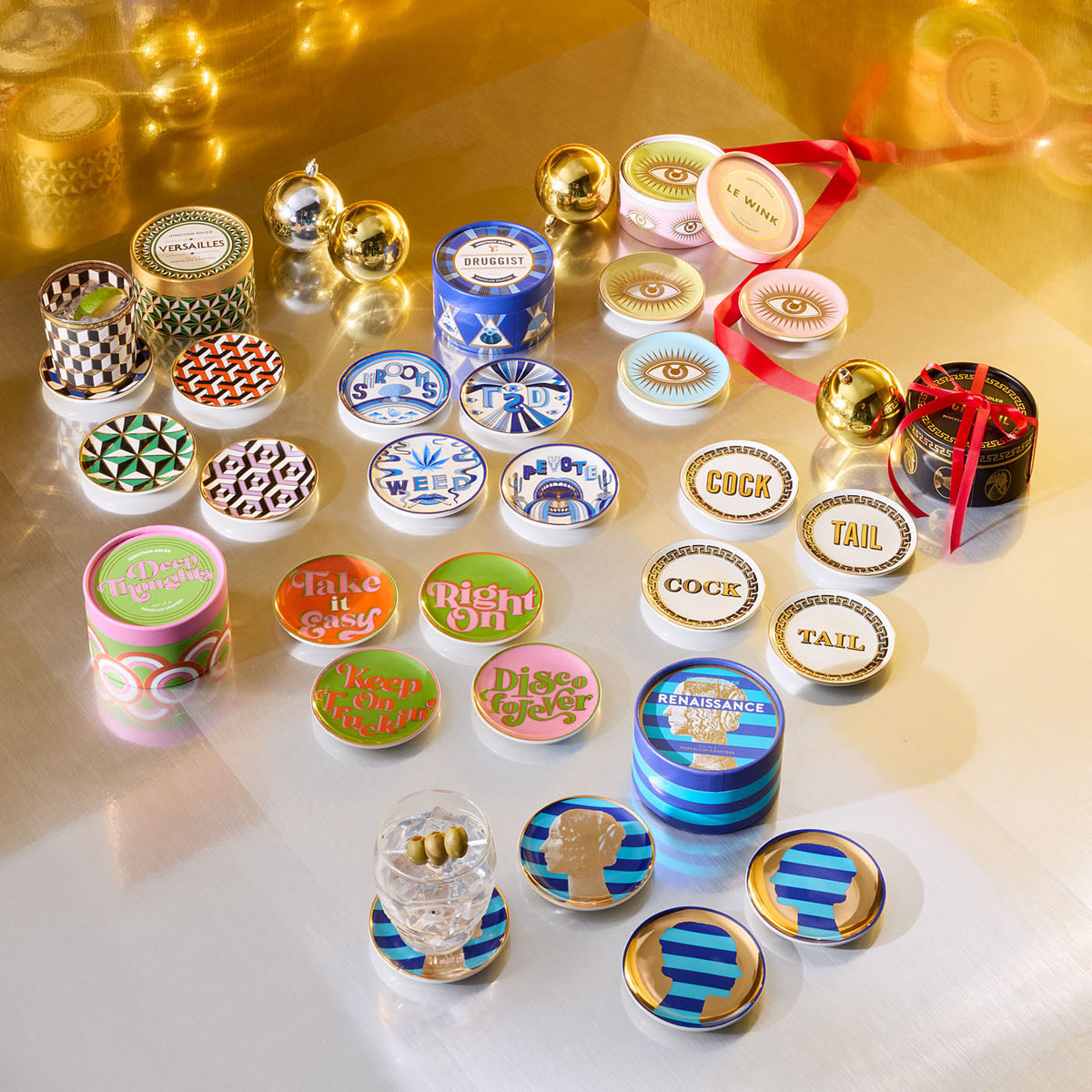 versailles coasters porcelain multicolor - holiday shot